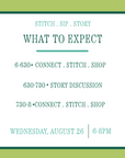 Stitch . Sip . Story • Needleworx Book Club • Wednesday AUG 26 • 6-8PM