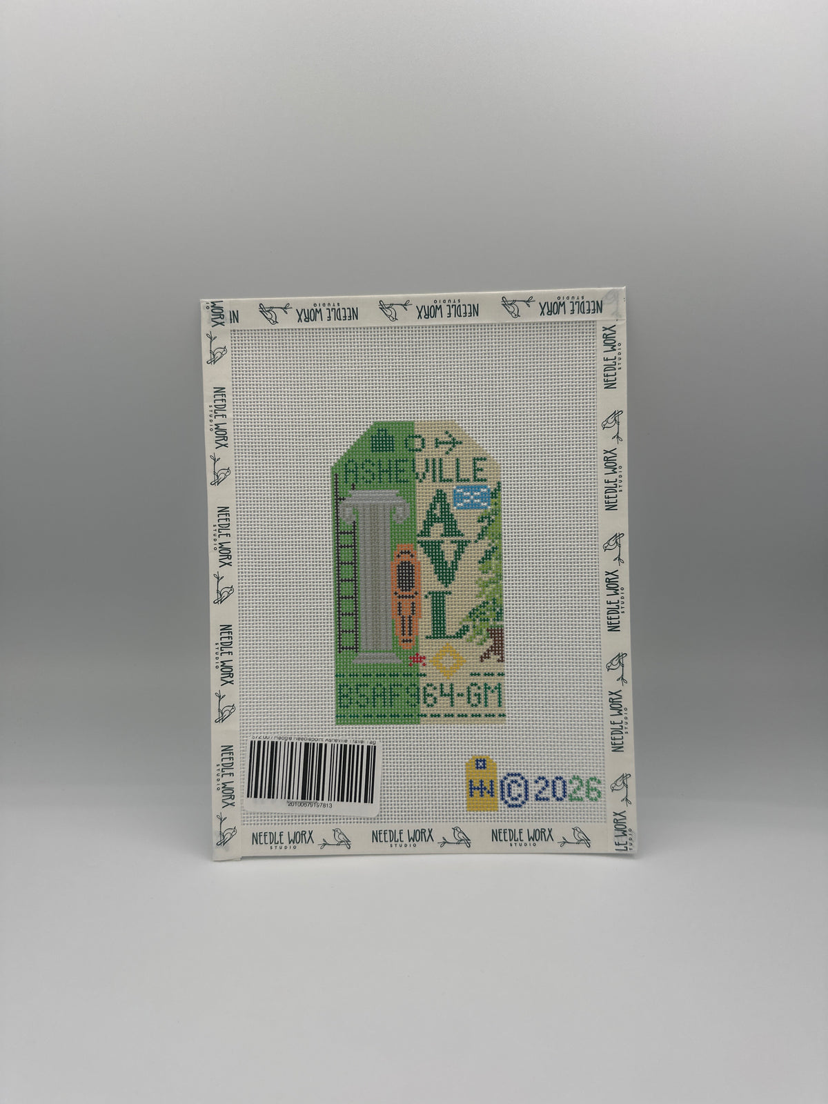 Hedgie Needlepoint Asheville Travel Tag