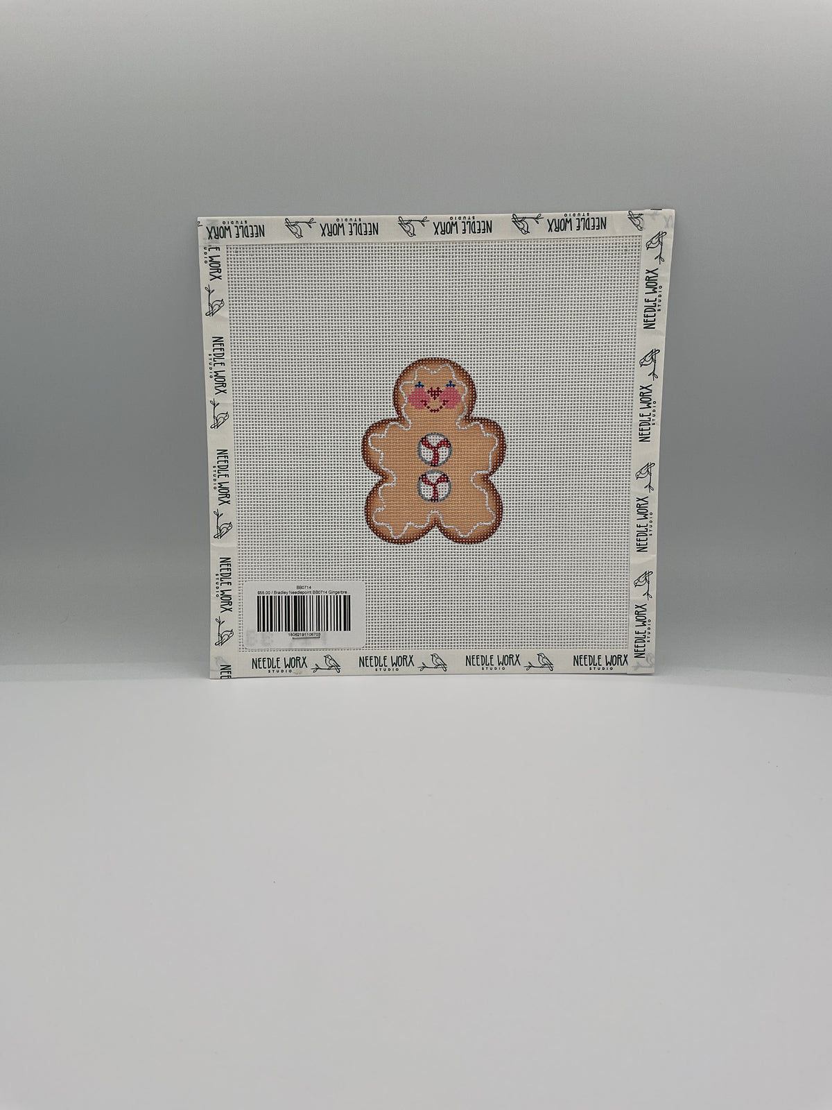 Bradley Needlepoint BB0714 Gingerbread Man Peppermint Button