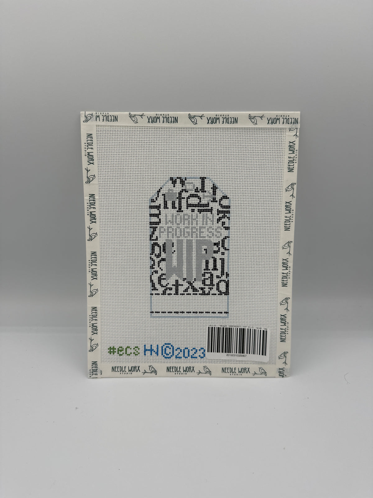 Hedgie Needlepoint WIP ECS Travel Tag