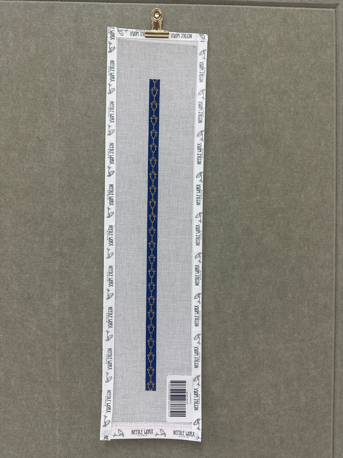 Anne Fisher Needlepoint Navy/Gold Link Wrap Bracelet AF-215