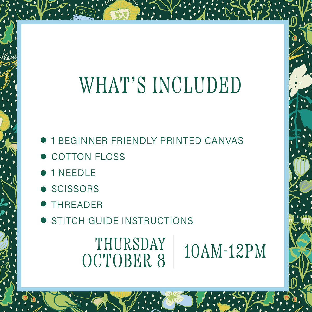 Beginner Needlepoint Workshop • Thursday October 8 • 10AM-12PM