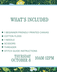 Beginner Needlepoint Workshop • Thursday October 8 • 10AM-12PM