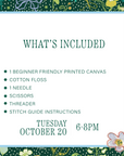 Beginner Needlepoint Workshop • Tuesday October 20 • 6-8PM