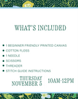 Beginner Needlepoint Workshop • Thursday November 5 • 10AM-12PM