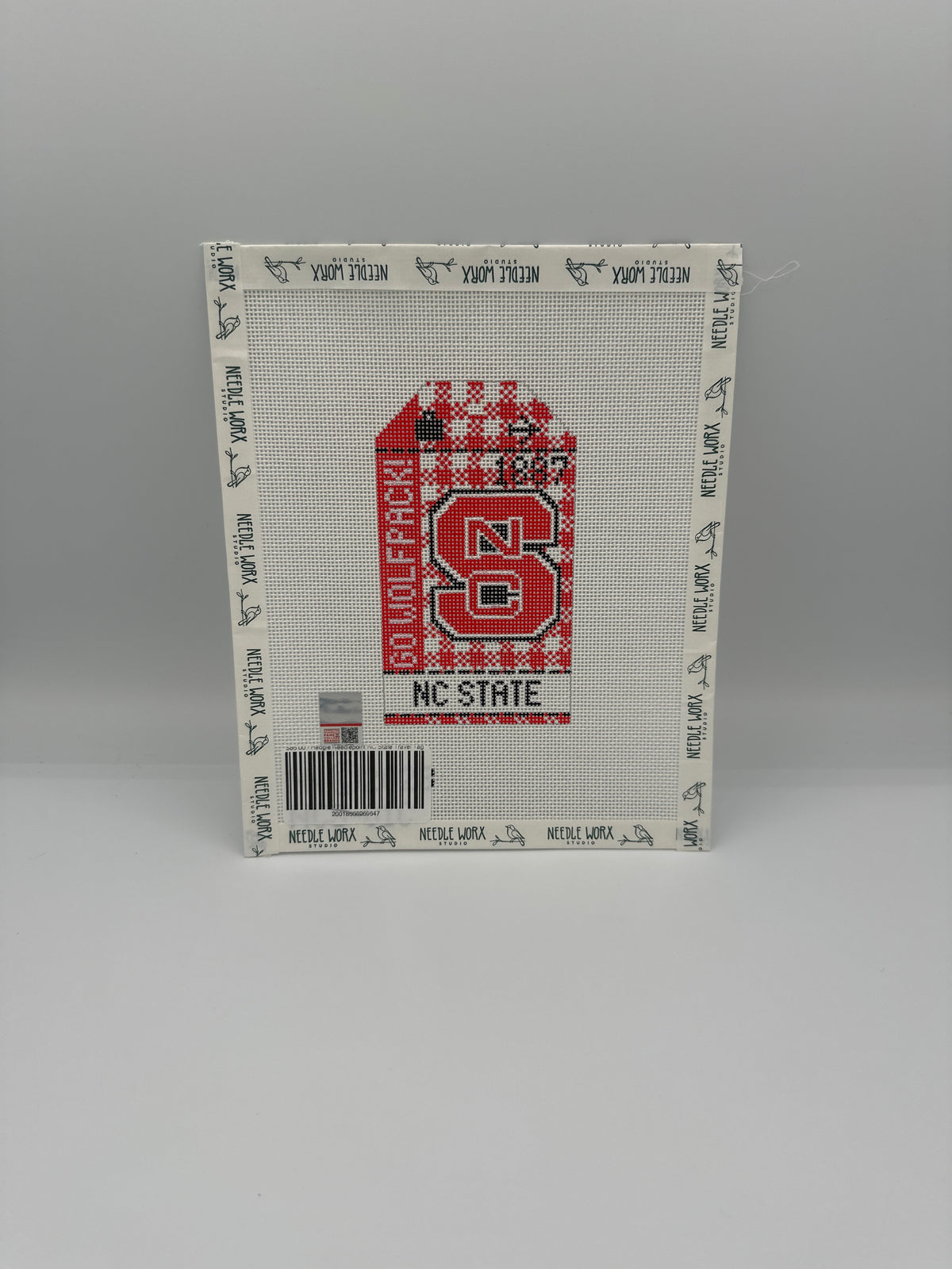 Hedgie Needlepoint NC State Travel Tag