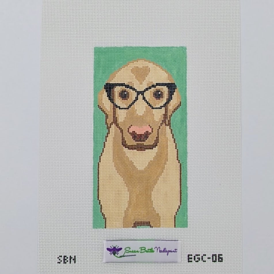 Yellow Lab w. Glasses Eye Glass Case