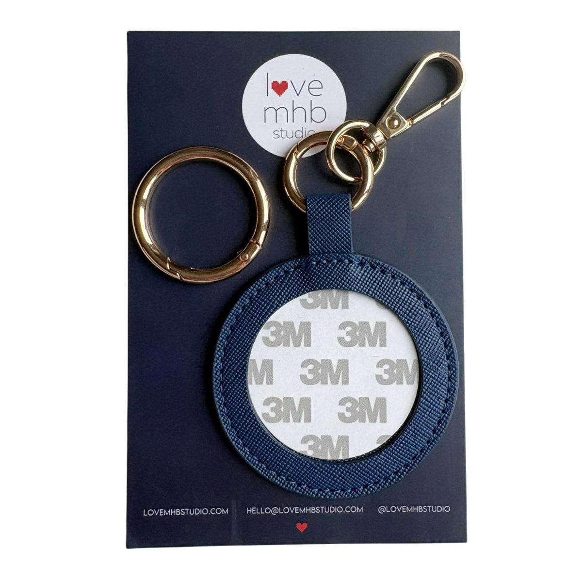 Self-Finishing Leather Charm (Round) - Navy